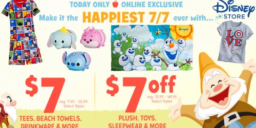 Disney Store: $7 Sale Valid Today Only = $7 Tees, $7 Beach Towels & More