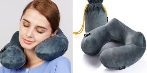 Amazon: Velvet Travel Pillow Only $14.99 (Regularly $69.99) – Just Push Button to Inflate