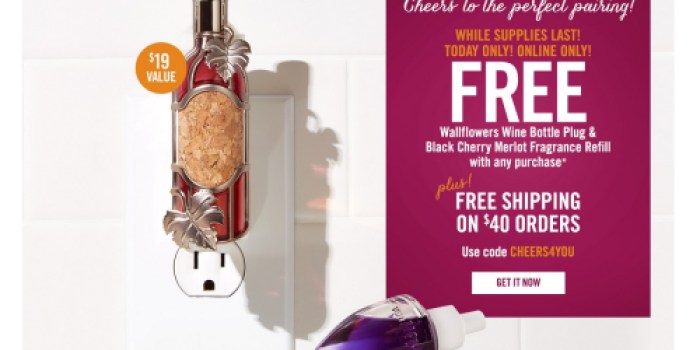 Bath & Body Works: Free Wine Bottle Plug & Fragrance Refill w/ ANY Purchase ($19 Value)