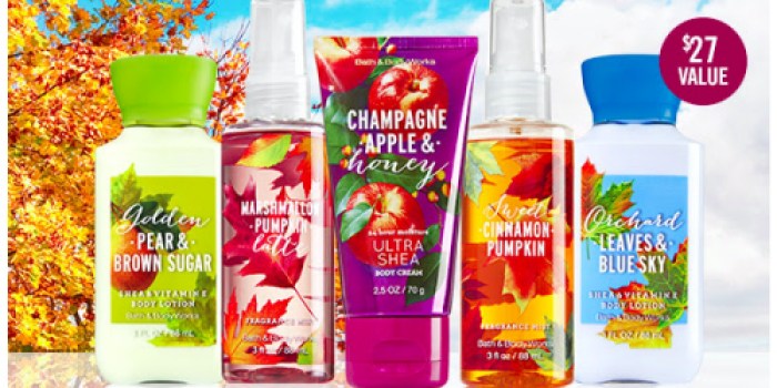 Bath & Body Works: 5 FREE Travel Size Favorites w/ Any Purchase Today Only ($27 Value)