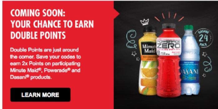 My Coke Rewards: Double Bonus Points on Minute Maid, Powerade & Dasani (Starts August 8th)