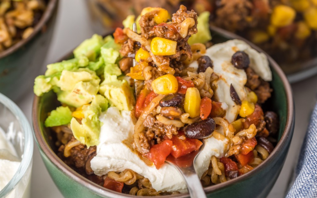 ramen noodle taco bowl