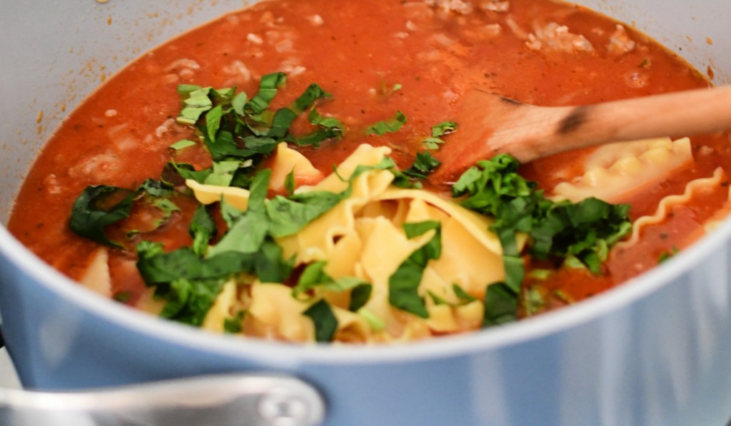 adding lasagna noodles to soup