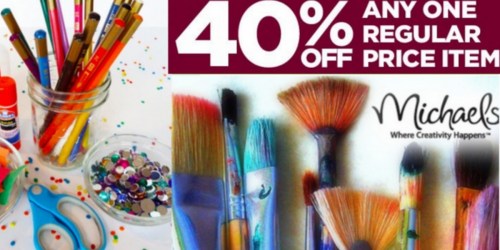 Michaels: 40% Off ONE Regular Price Item Coupon (Today Only)