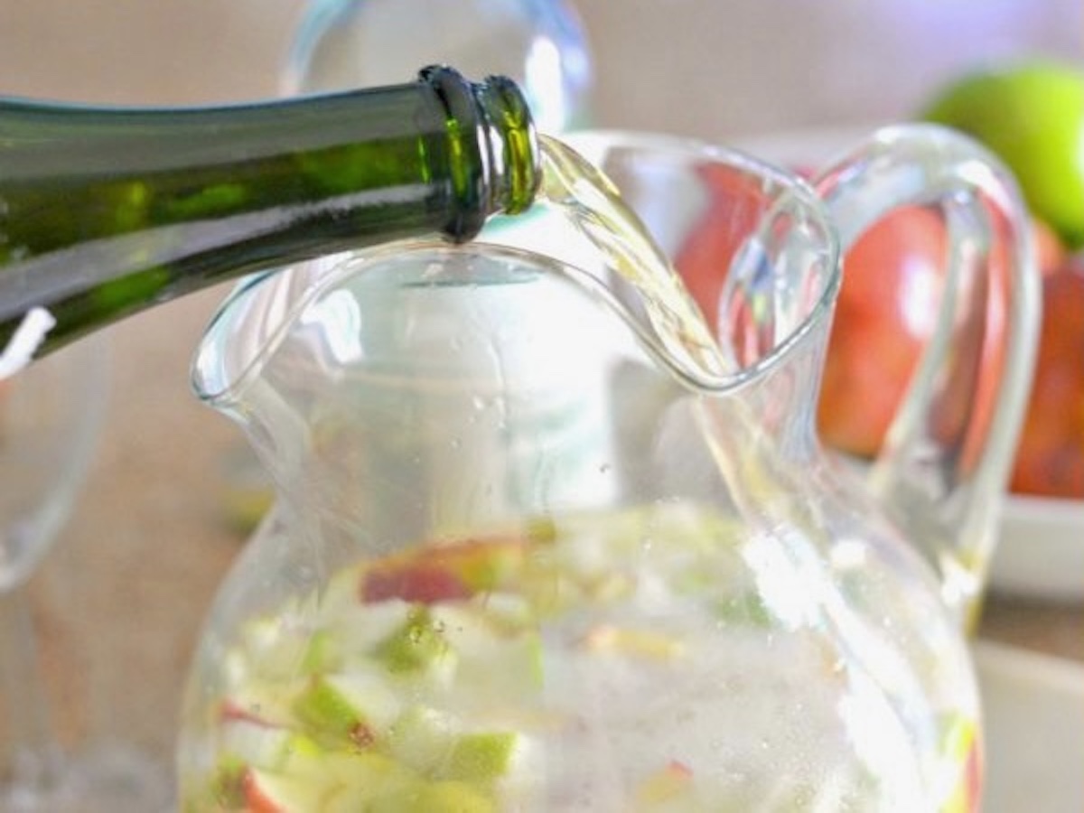 pouring cider and wine