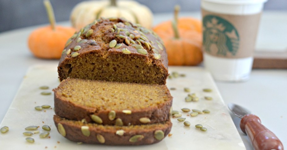 sliced homemade pumpkin loaf