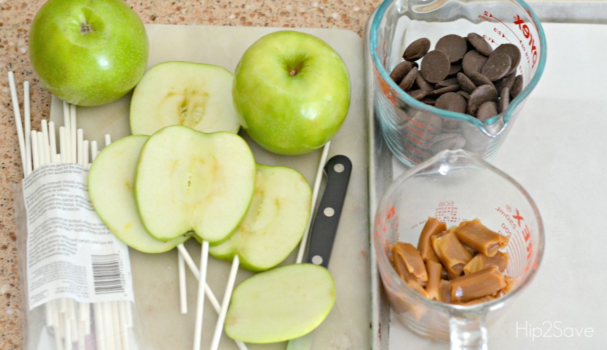 supplies to make sliced caramel apples