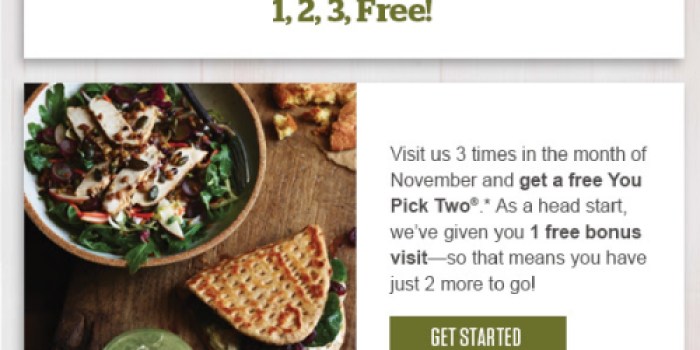 Panera Rewards: Possible Free You Pick Two Meal After 2 Visits in November ($15 Value)