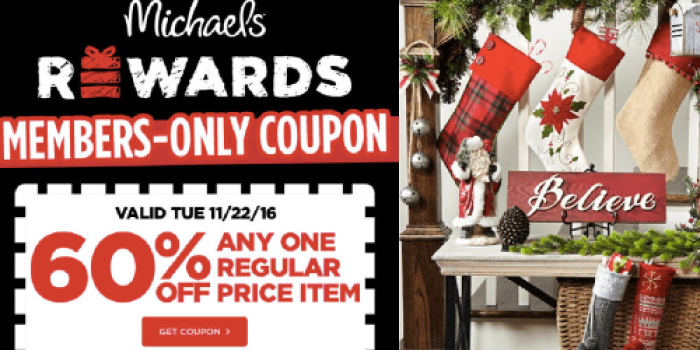 Michaels Rewards Members: Rare 60% Off One Regular Price Item Coupon