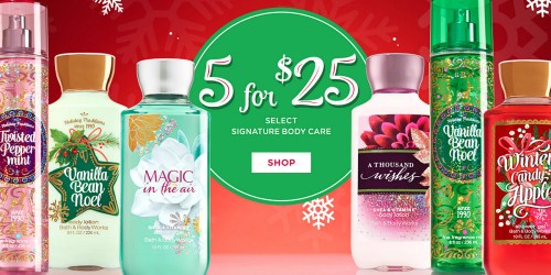 Bath & Body Works: 5 for $25 Signature Body Care + Discount Codes = Only $4.33 Each Shipped (Reg. $14)