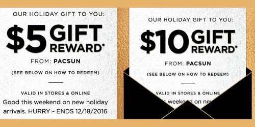 PacSun Rewards Members: Possible FREE $5 or $10 Gift Reward (Check Account or Inbox)