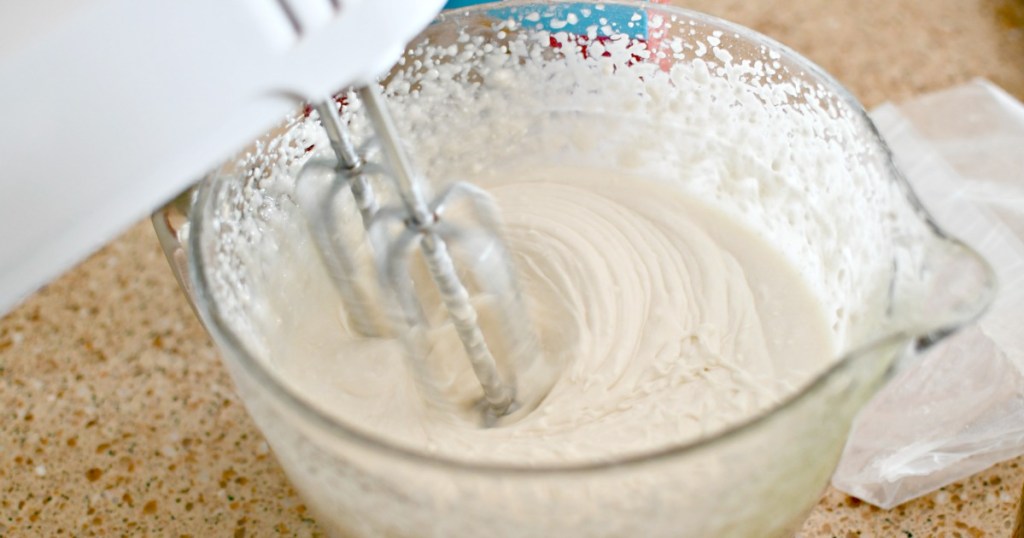 using a mixer to mix batter