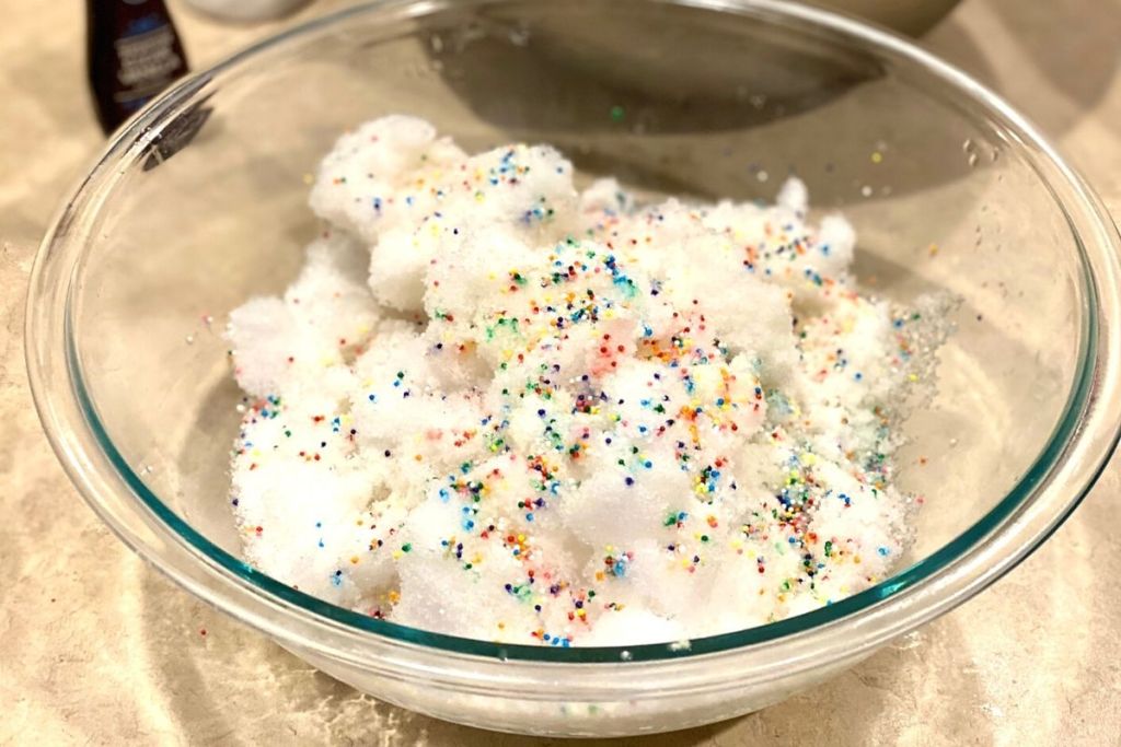 Ice cream made from snow in a bowl