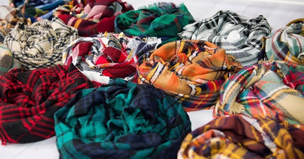 Plaid Blanket Scarves 