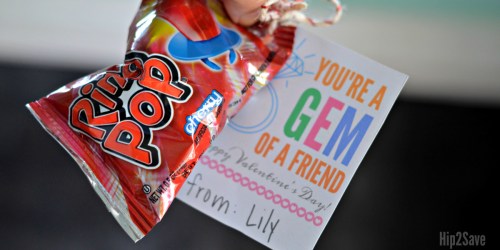 “You’re a Gem of a Friend” Ring Pop Valentine’s Day Idea