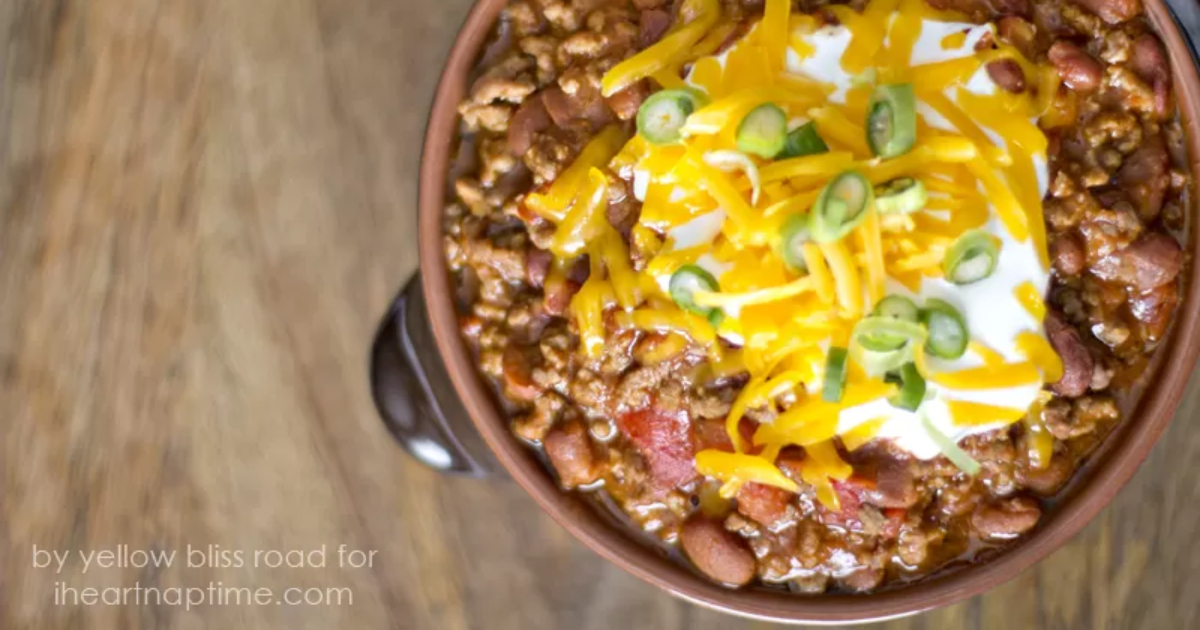 slow cooker chili, one of our easy 3 ingredient Crock Pot meals