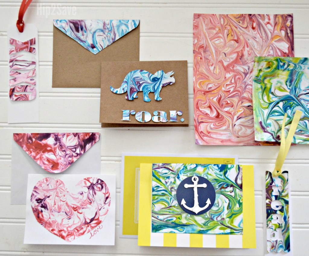 dollar tree summer diy project to make marble paper