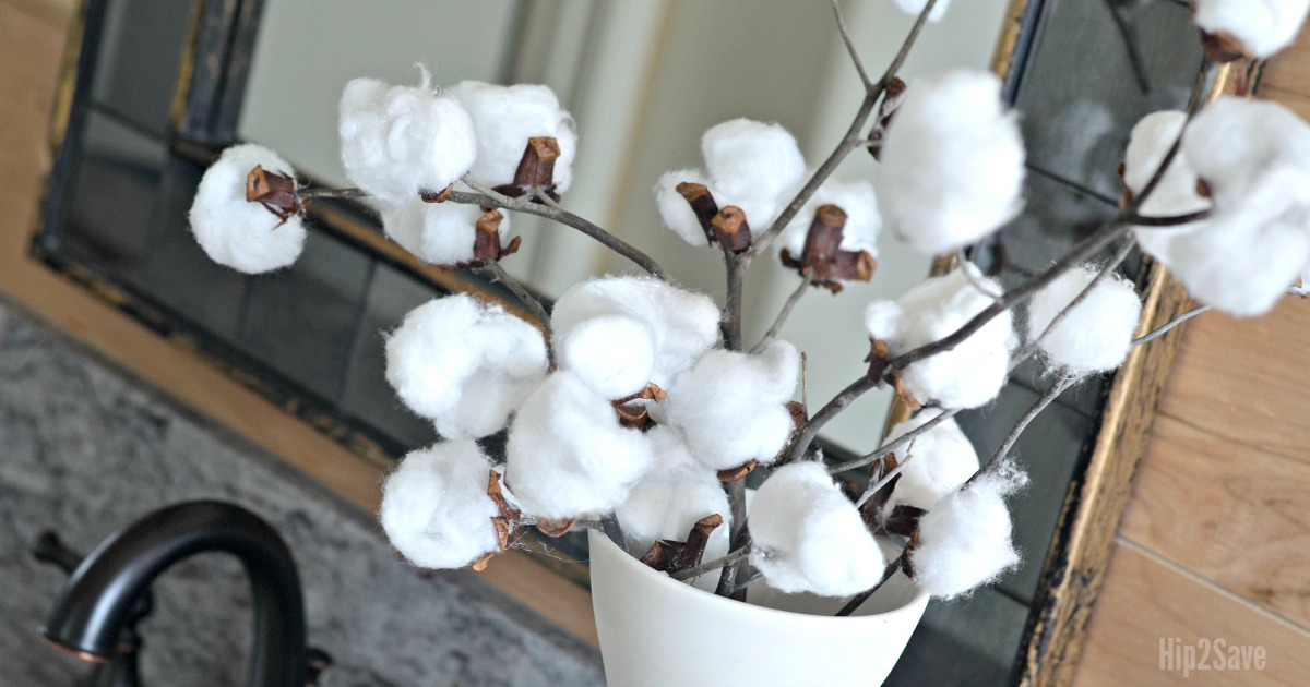 DIY Cotton Stem Branches in a vase