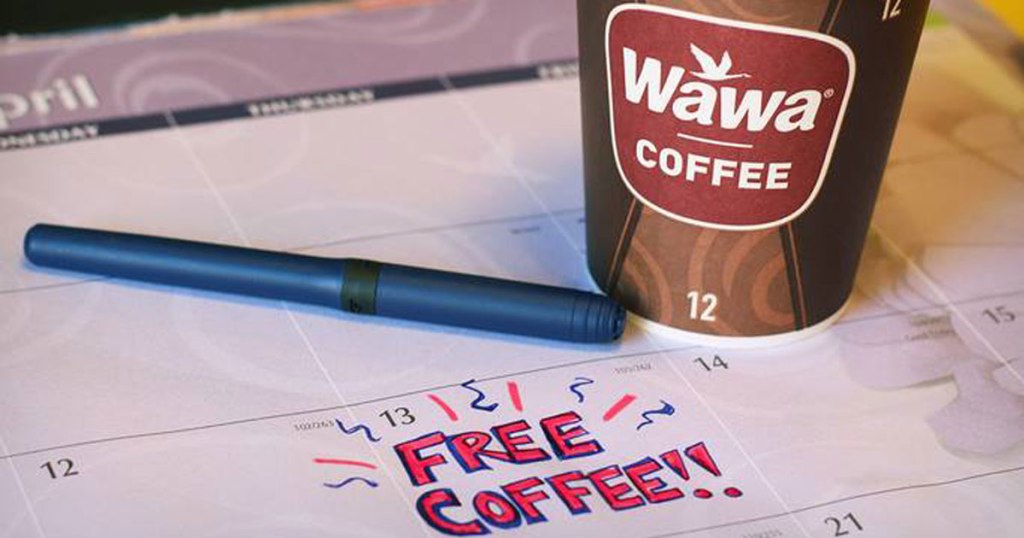 "free coffee" note next to Wawa coffee