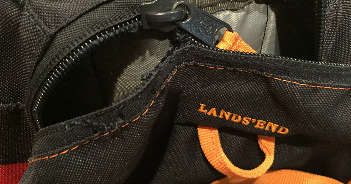 Land's End backpack with broken zipper