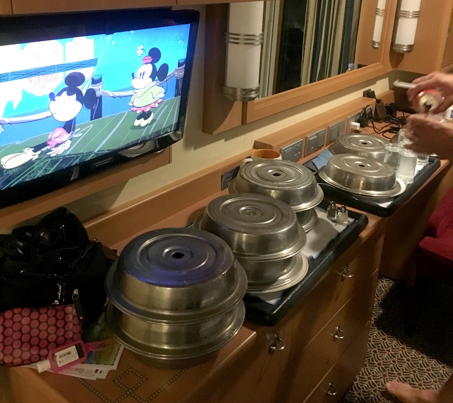 room service cart in cruise ship cabin