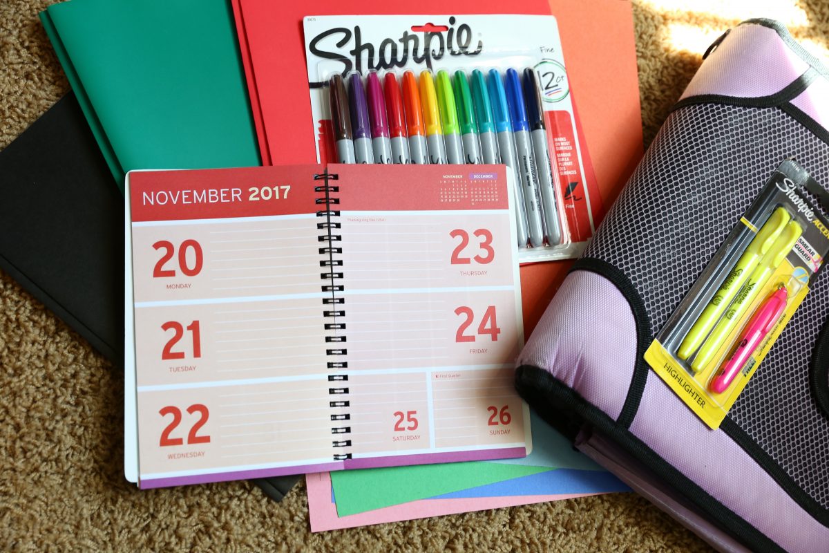 planner and school supplies