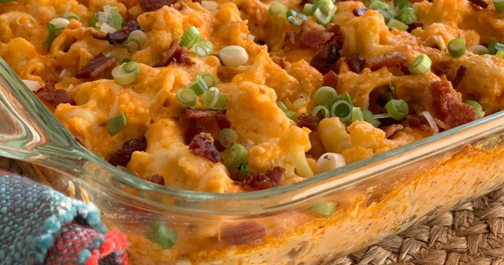 Low-Carb-Buffalo-Chicken-Cheese-Cauliflower-Casserole