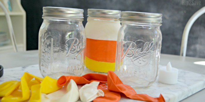 Fall Candy Corn Mason Jars (Easy Dollar Store Craft)