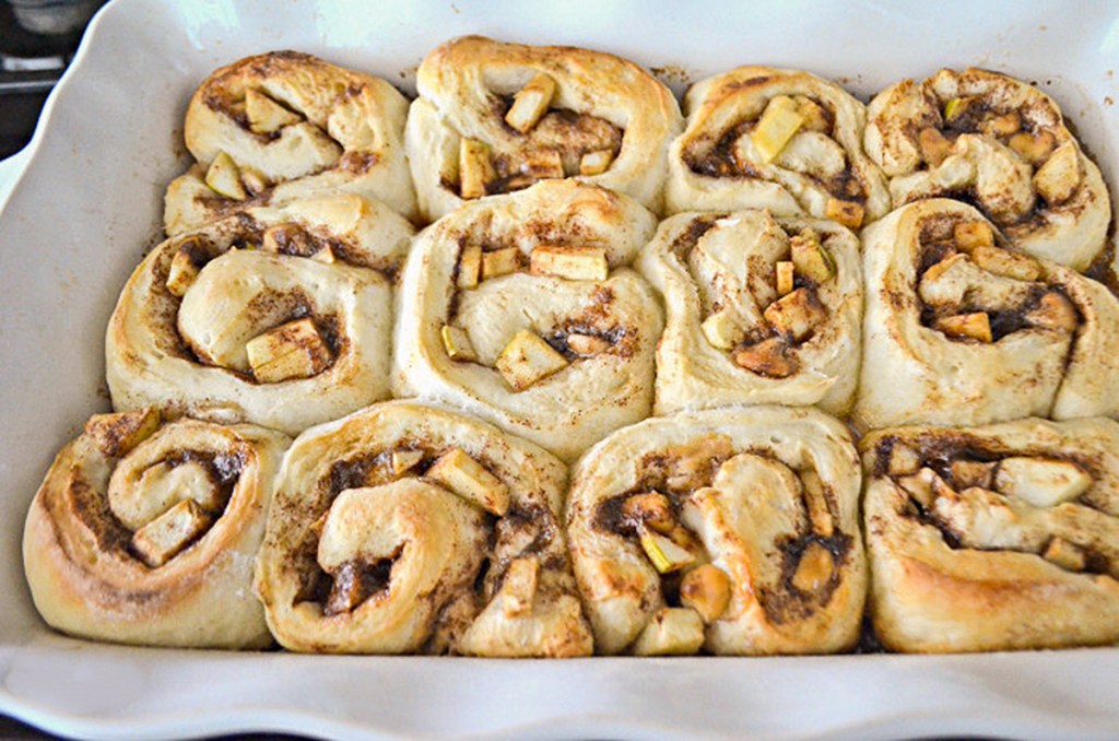 cinnamon rolls in a dish