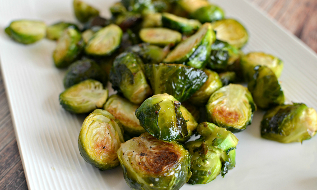 easy roasted brussels sprouts on a plate