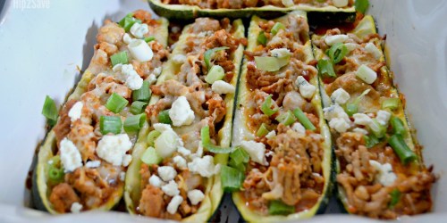 Buffalo Chicken Zucchini Boats (Low Carb & ONLY 4-Ingredients)