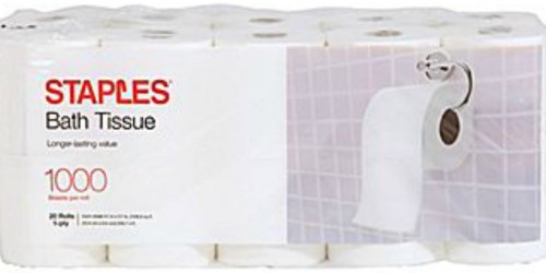 Staples 1000 Sheets Bath Tissue 20-Rolls ONLY $3.05 + FREE In-Store Pick Up (Just 15¢ Per Roll)