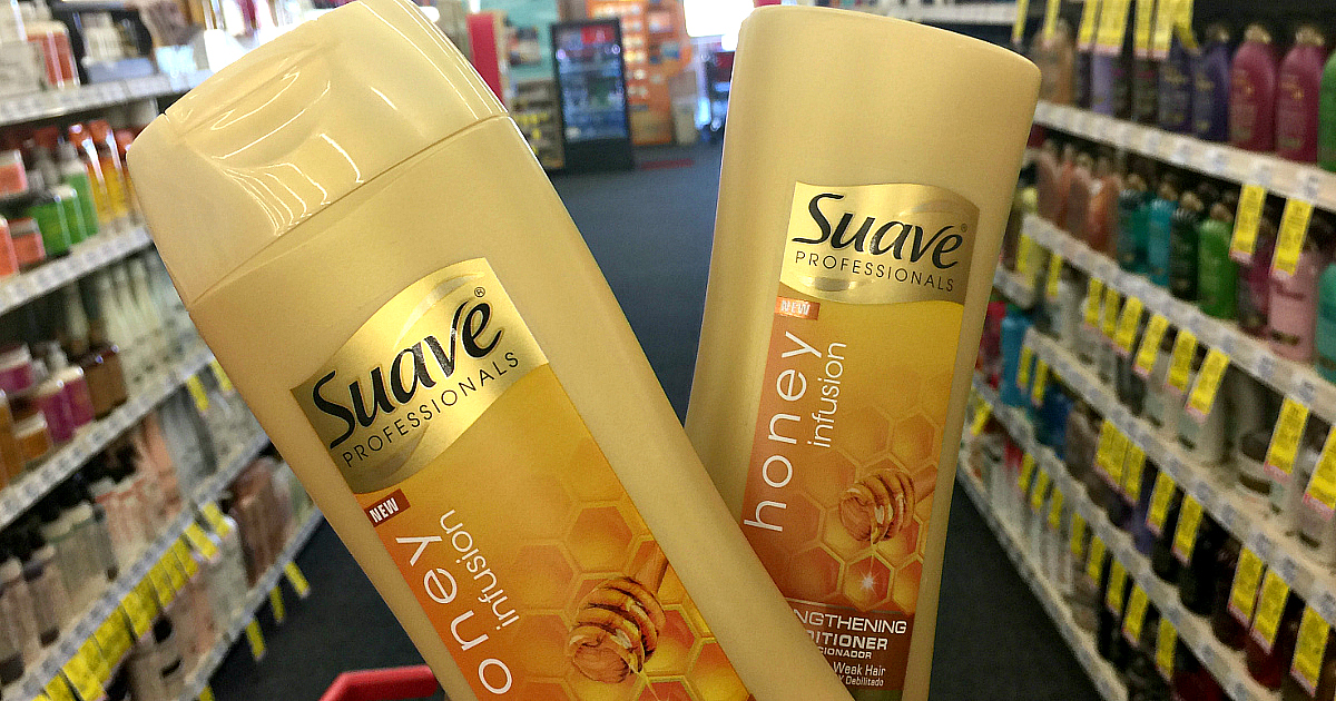 Suave bottles in aisle 