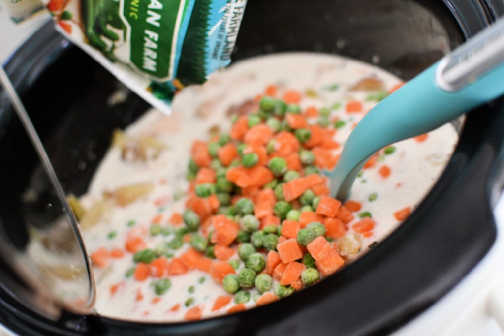 adding frozen veggies to soup