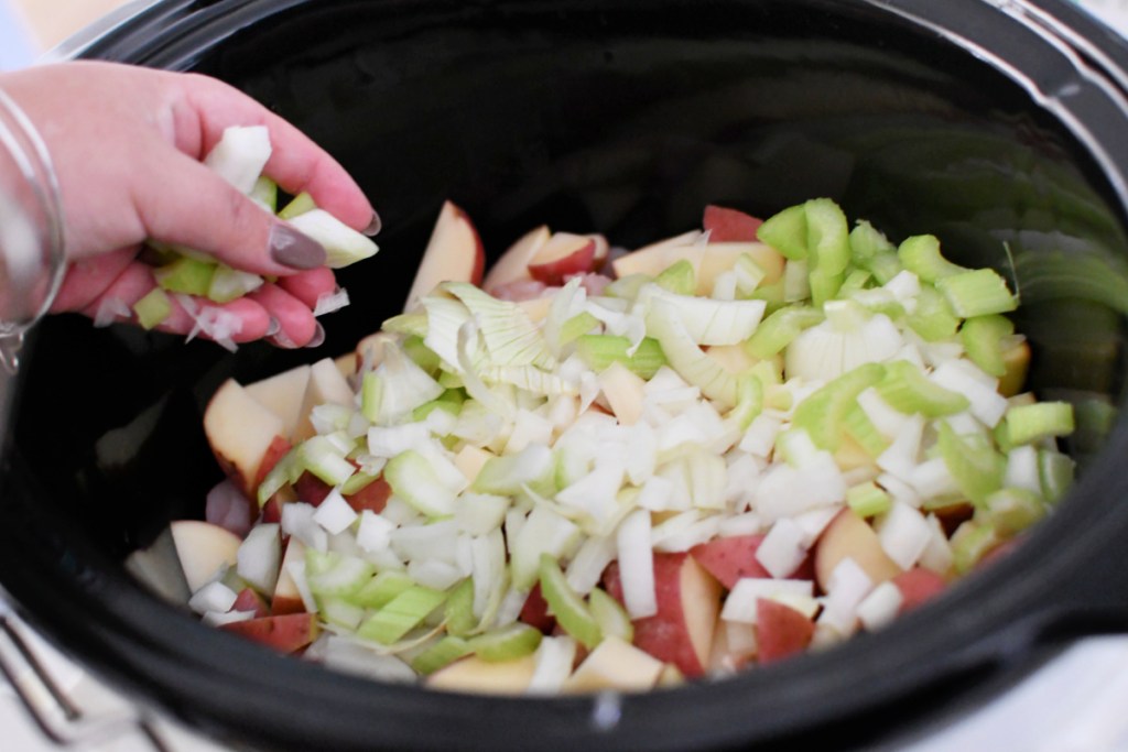 adding onion to chicken pot pie soup