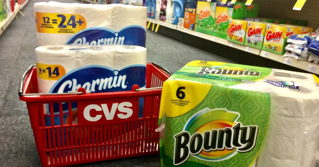 charmin and bounty by CVS basket