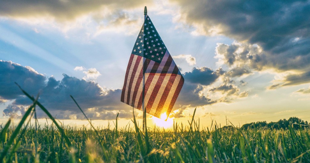 American flag in field