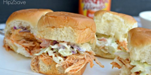 Slow Cooker Shredded Buffalo Chicken Sliders