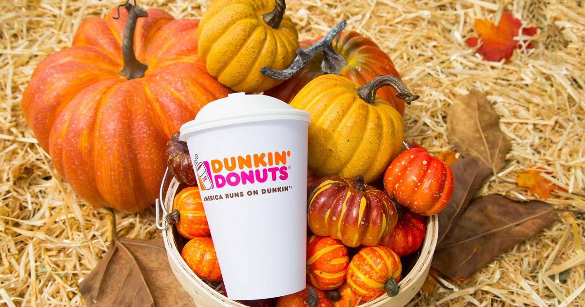 pumpkin maple coffee fall dunkin donuts - coffee cup in a pumpkin crate