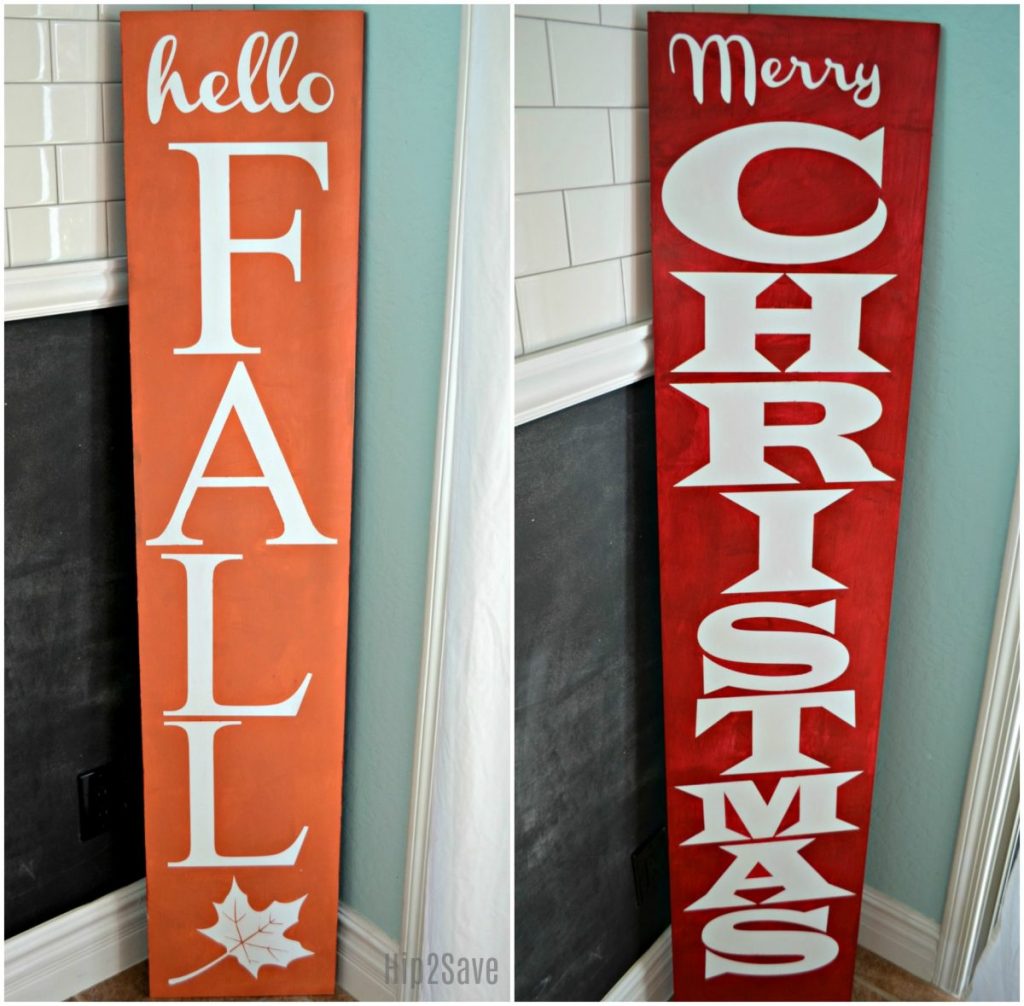 hello fall and merry christmas sign using the cricut