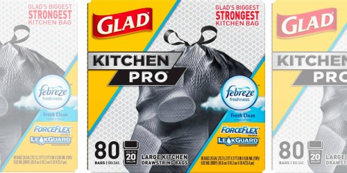 Home Depot: Glad 20-Gallon ForceFlex Kitchen Pro 80-Count Trash Bags Only $7.34