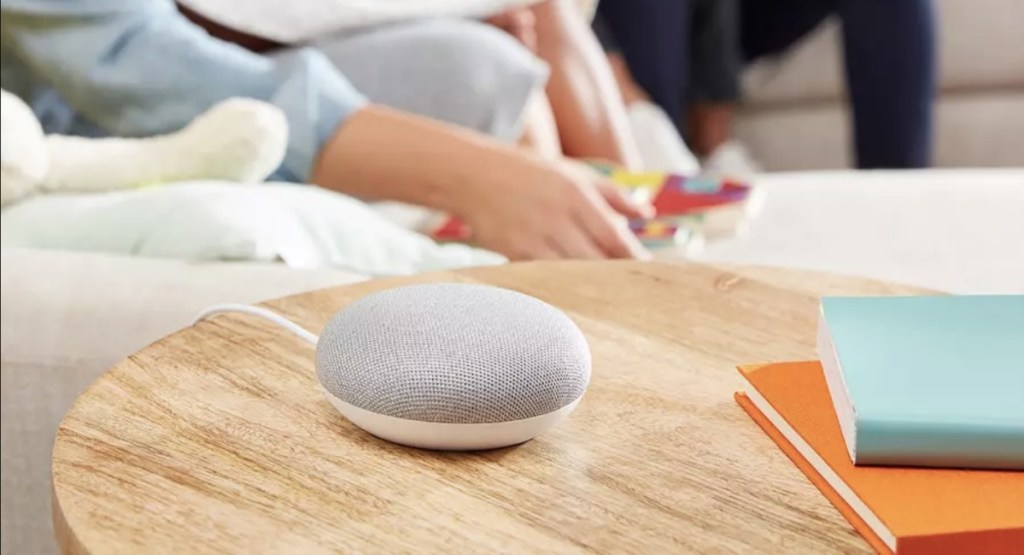 google home mini on table