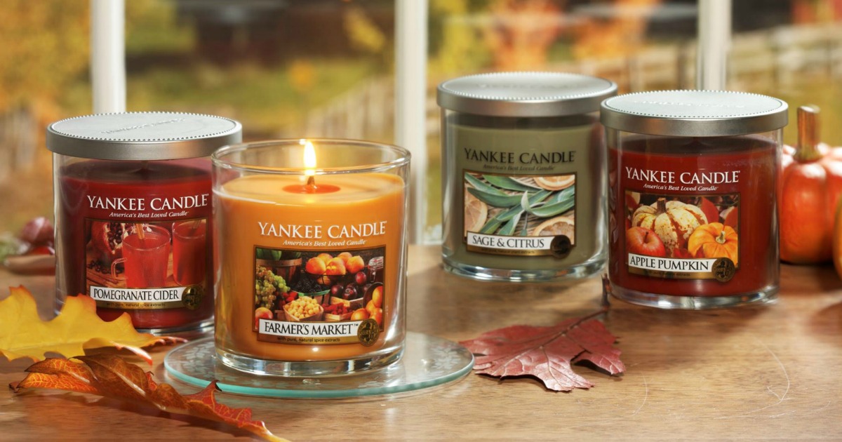 yankee candle small tumblers in fall colors scents