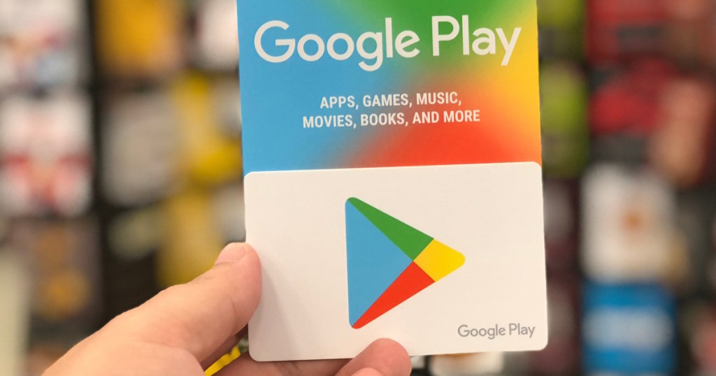 hand holding google play egift card