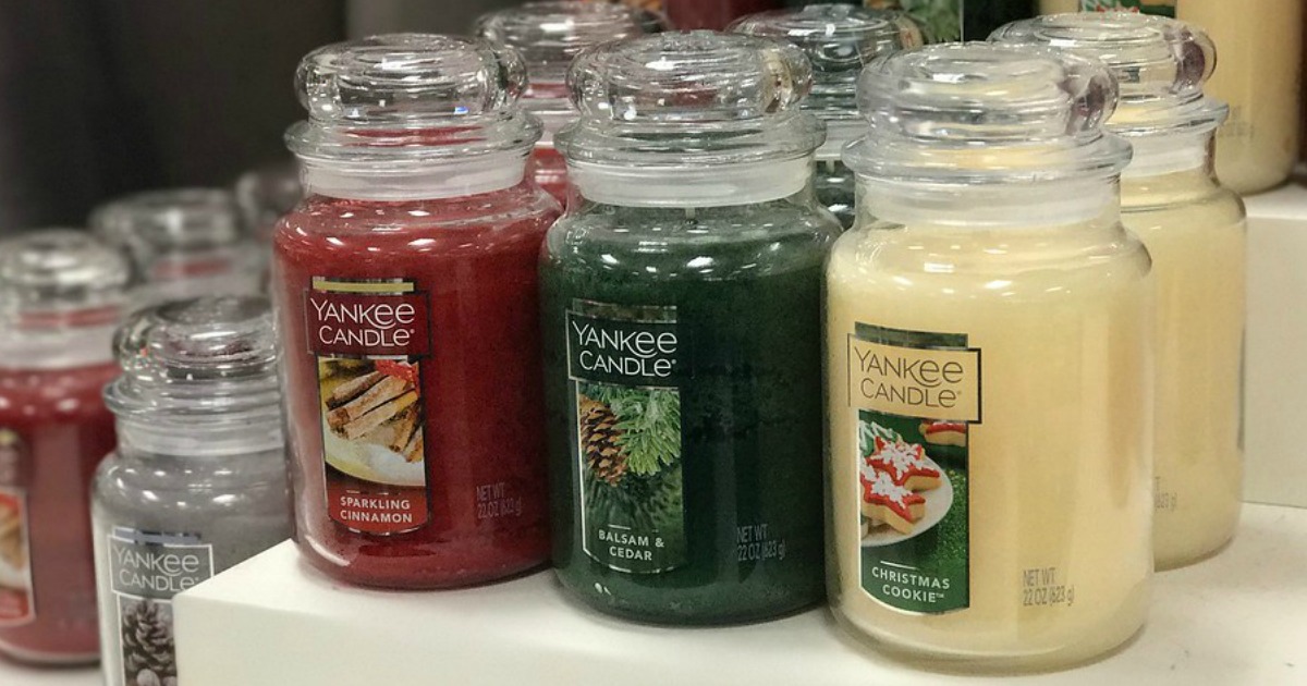 3 Yankee Candle Large Jar candles on a shelf