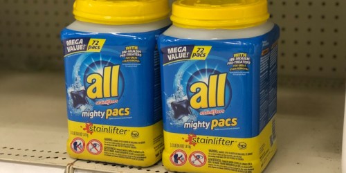 TWO All Mighty Pacs 72-Count Tubs Only $13 Shipped on Amazon (Just 9¢ Per Load)