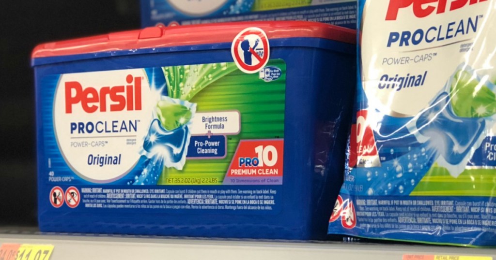 persil proclean power-caps in box on shelf at walmart