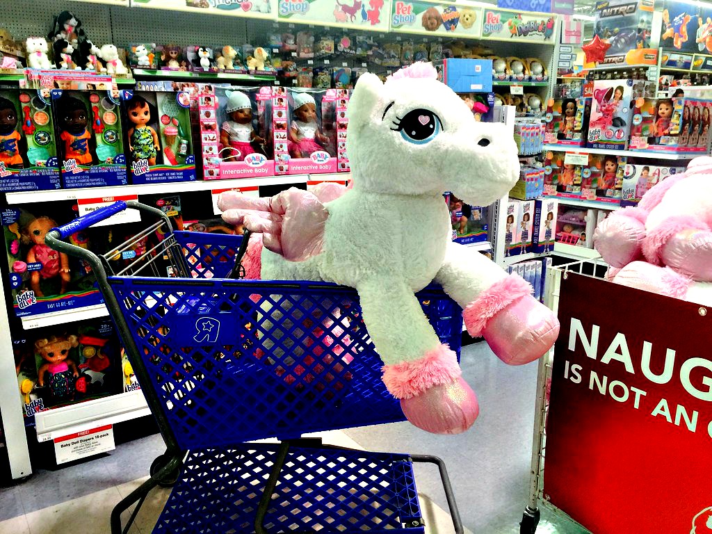 ToysRUs shopping cart with unicorn