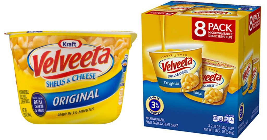 velveeta shells and cheese cup and box