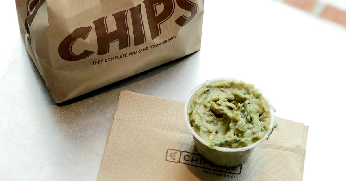 Chipotle Guacamole next to a bag